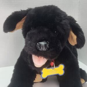 Vtg 2001 Build A Bear Black Lab Labrador Puppy Dog Kennel Pals Stuffed Plush Red